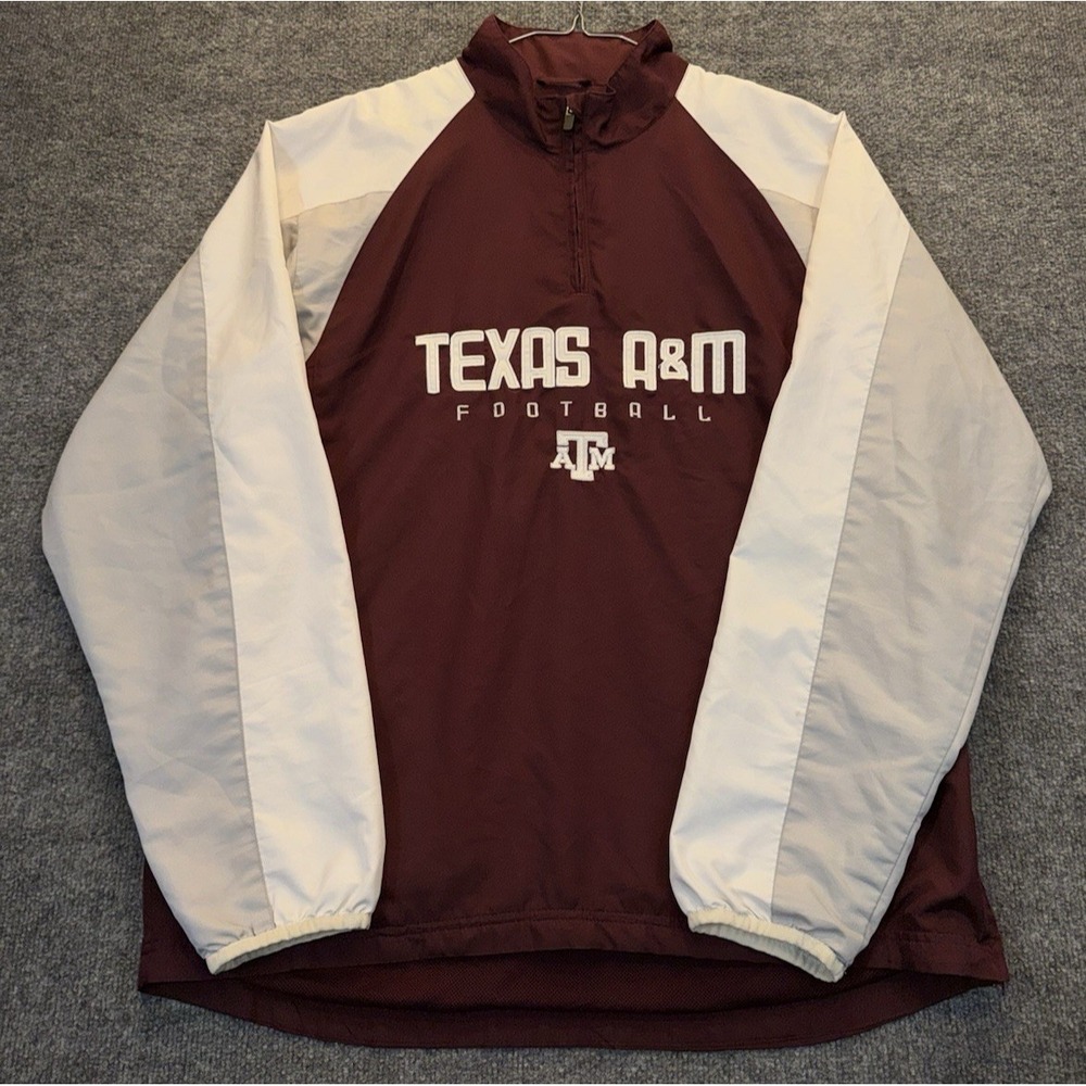 Texas A&M Aggies Adidas Men's M Maroon White 1/4 Zip Pullover Jacket Football